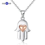 S925 Hamsa Hand Heart Pendant Necklace for Women Girls