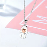S925 Hamsa Hand Heart Pendant Necklace for Women Girls