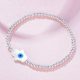 925 Silver Beads Bracelet Evil Eye Fatima Hand Charm for Women