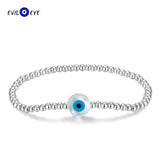 925 Silver Beads Bracelet Evil Eye Fatima Hand Charm for Women