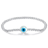 925 Silver Beads Bracelet Evil Eye Fatima Hand Charm for Women