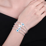 925 Silver Beads Bracelet Evil Eye Fatima Hand Charm for Women