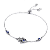 S925 Dainty Chain Bracelet Adjustable Zircon Fatima Hand Evil Eye Charm Women