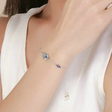 S925 Dainty Chain Bracelet Adjustable Zircon Fatima Hand Evil Eye Charm Women