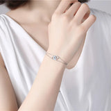 Sterling Silver Double Layer Chain Bracelet Evil Eye Charm