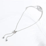 Sterling Silver Double Layer Chain Bracelet Evil Eye Charm