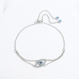 Sterling Silver Double Layer Chain Bracelet Evil Eye Charm