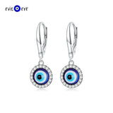 S925 Sterling Silver Evil Eye Dangle Earrings