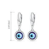 S925 Sterling Silver Evil Eye Dangle Earrings