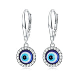 S925 Sterling Silver Evil Eye Dangle Earrings