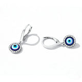 S925 Sterling Silver Evil Eye Dangle Earrings