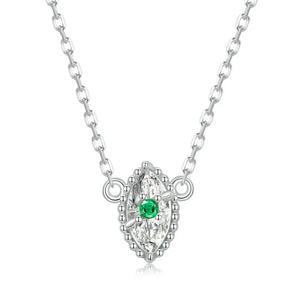 Sterling Silver Green Zircon Evil Eye Necklace
