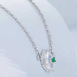 Sterling Silver Green Zircon Evil Eye Necklace