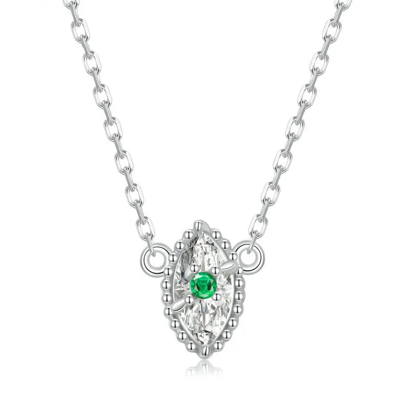 Sterling Silver Green Zircon Evil Eye Necklace