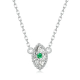 Sterling Silver Green Zircon Evil Eye Necklace