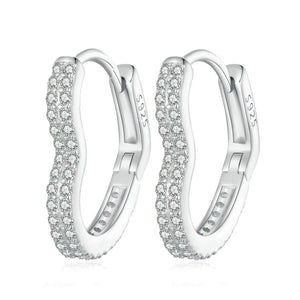 Sterling Silver Heart Shape Hoop Earrings Zircon Earrings Women Girls Men