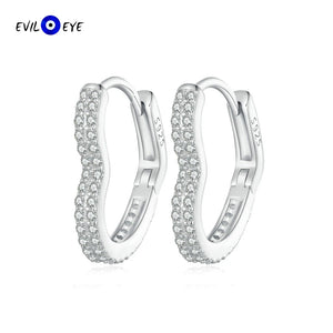 Sterling Silver Heart Shape Hoop Earrings Zircon Earrings Women Girls Men