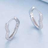 Sterling Silver Heart Shape Hoop Earrings Zircon Earrings Women Girls Men