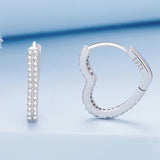 Sterling Silver Heart Shape Hoop Earrings Zircon Earrings Women Girls Men
