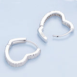 Sterling Silver Heart Shape Hoop Earrings Zircon Earrings Women Girls Men