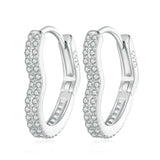 Sterling Silver Heart Shape Hoop Earrings Zircon Earrings Women Girls Men