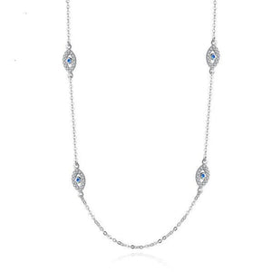 925 Silver Evil Eye Pendant Necklace with Zircon