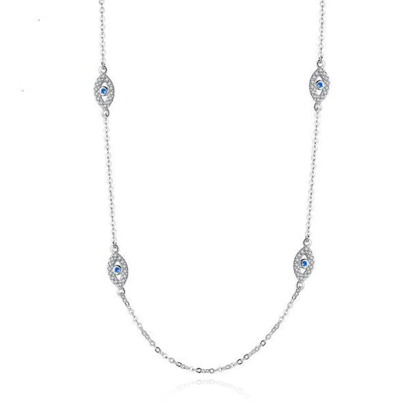 925 Silver Evil Eye Pendant Necklace with Zircon