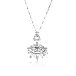 S925 Long Chain Necklace Evil Eye Pendant Necklace