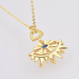 S925 Long Chain Necklace Evil Eye Pendant Necklace