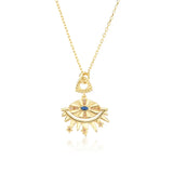 S925 Long Chain Necklace Evil Eye Pendant Necklace