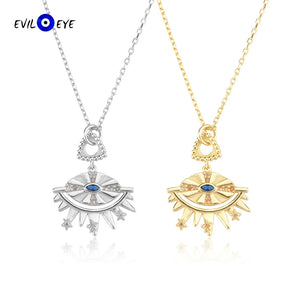 S925 Long Chain Necklace Evil Eye Pendant Necklace
