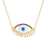 925 Silver Evil Eye Pendant Necklace with Zircon - Fine Jewelry