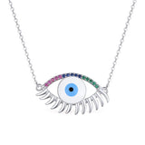 925 Silver Evil Eye Pendant Necklace with Zircon - Fine Jewelry