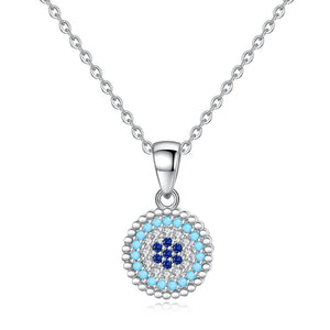 S925 Evil Eye Necklace Micro Pave Zircon Pendant