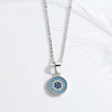 S925 Evil Eye Necklace Micro Pave Zircon Pendant