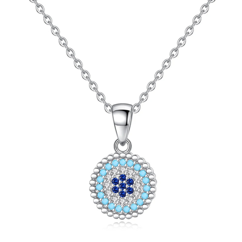 S925 Evil Eye Necklace Micro Pave Zircon Pendant