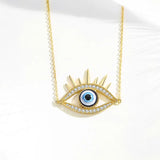 S925 Rose Silver Chain Evil Eye Pendant Necklace for Women