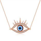 S925 Rose Silver Chain Evil Eye Pendant Necklace for Women