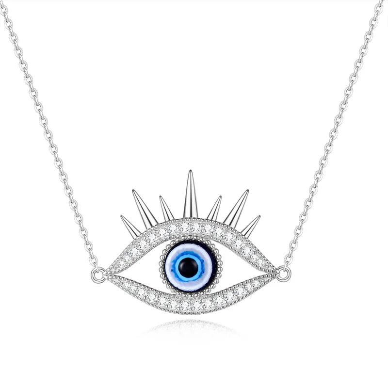 S925 Rose Silver Chain Evil Eye Pendant Necklace for Women