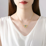 S925 Rose Silver Chain Evil Eye Pendant Necklace for Women