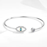 S925 Sterling Silver Evil Eye Bangle with Zircon