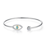 S925 Sterling Silver Evil Eye Bangle with Zircon