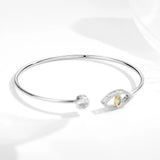 S925 Sterling Silver Evil Eye Bangle with Zircon