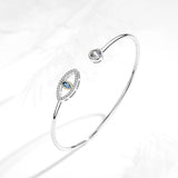 S925 Sterling Silver Evil Eye Bangle with Zircon