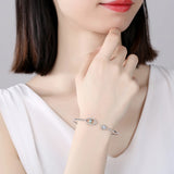S925 Sterling Silver Evil Eye Bangle with Zircon