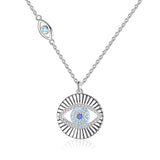 S925 Sterling Silver Evil Eye Pendant Necklace Fine Jewelry