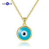 S925 Sterling Silver Evil Eye Pendant Necklace Long Chain