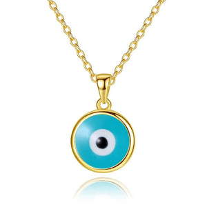 S925 Sterling Silver Evil Eye Pendant Necklace Long Chain