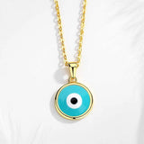 S925 Sterling Silver Evil Eye Pendant Necklace Long Chain