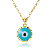 S925 Sterling Silver Evil Eye Pendant Necklace Long Chain